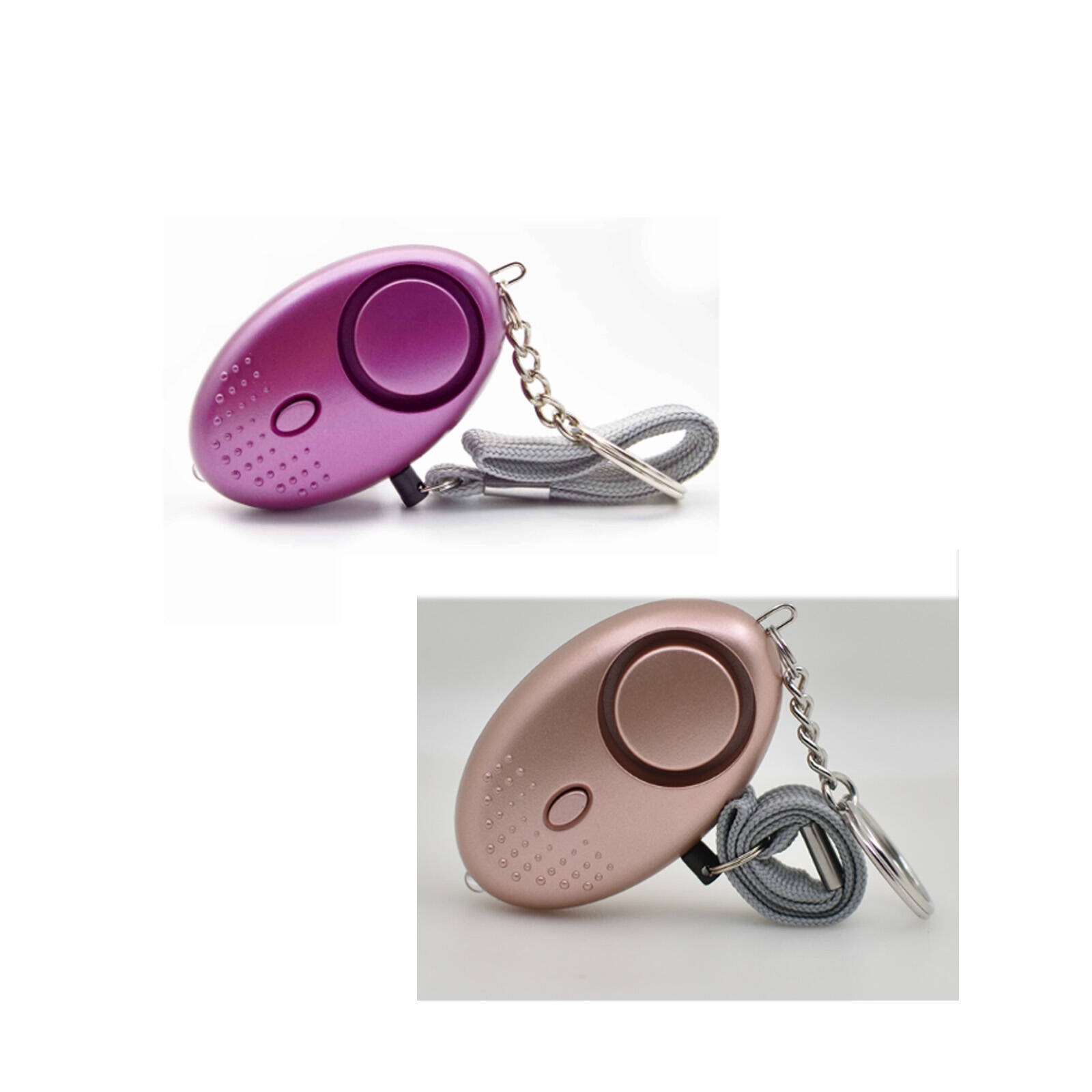 BESTSKY 2 Pcs Personal Alarm Safety Security Alarm Keychain with LED Light 130DB Personal Alarms for Women Girls and Elderly People Purple and Rose Gold